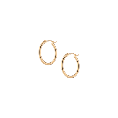 Aurate New York Gold Hoop Earrings - 2mm (20mm) In White