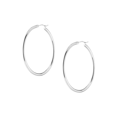 Aurate New York Silver Hoop Earrings - 2mm (40mm) In White