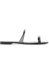 Giuseppe Zanotti Metallic Crystal Toe-ring Flat Sandal, Anthracite In Anthracite