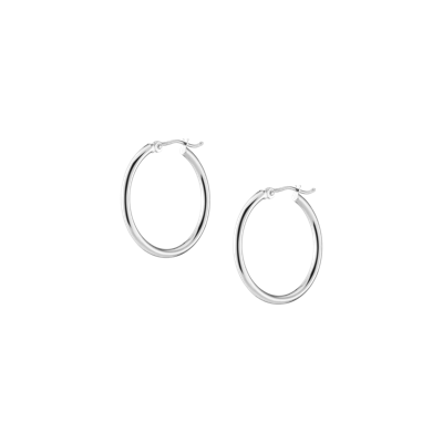 Aurate New York Silver Hoop Earrings - 2mm (25mm) In White