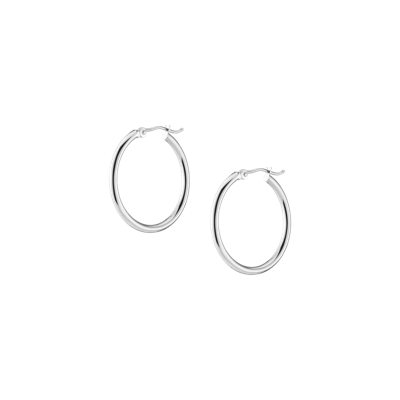 Aurate New York 2mm Silver Hoop Earrings - 25mm In White