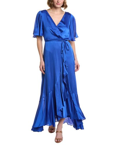 Taylor Satin Crinkle Crepe Maxi Dress In Blue