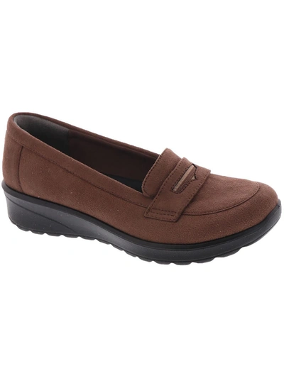 Bzees Gamma Womens Microfiber Platform Loafers In Brown