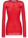 Rick Owens Long-sleeve Ribbed T-shirt In Red