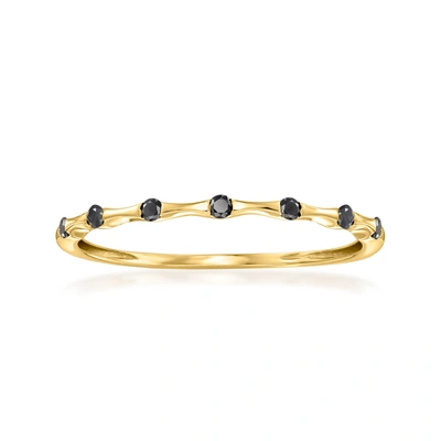 Rs Pure By Ross-simons Black Diamond Bamboo-style Ring In 14kt Yellow Gold In Silver