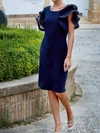 Frank Lyman Ruffle Sleeve Dress In Midnight In Multi