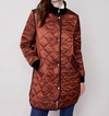 CHARLIE B LONG QUILTED PUFFER JACKET IN CINNAMON