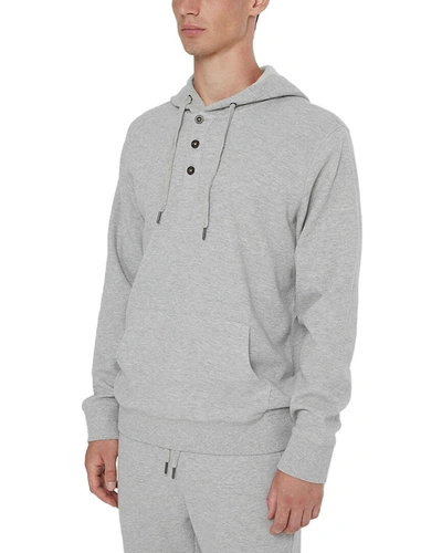 Onia Waffle Half Button Hoodie In Grey