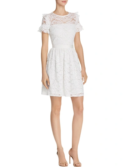 Aqua Womens Lace Ruffle Sleeves Cocktail Dress In Multi