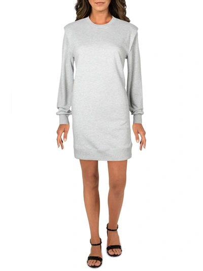 Inc Womens Shoulder Pads Crew Neck Sweatshirt Dress In Grey