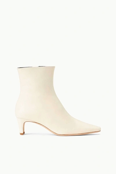 Staud Wally Leather Ankle Boots In White