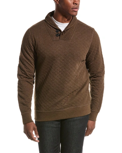 Billy Reid Diamond Quilted Shawl Collar Pullover In Brown