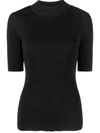 Stella Mccartney Compact Rib Knit Technical Top In Black