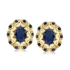 Ross-simons Sapphire Openwork Earrings In 14kt Yellow Gold In Blue