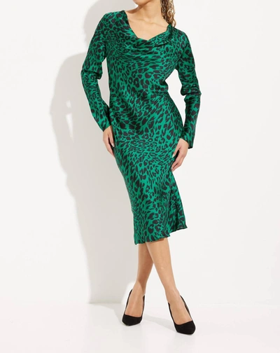 Joseph Ribkoff Leopard Print Sheath Dress In Black/green/multi