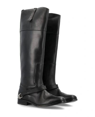 Golden Goose Charlie Leather Riding Boots In Black