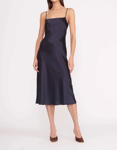 Staud Navy Meander Midi Dress In Blue