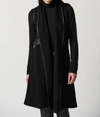 Joseph Ribkoff Faux Leather Trim Vest In Black In Black