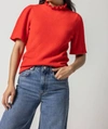 LILLA P ELBOW SLEEVE MOCK NECK SWEATER IN FLAME