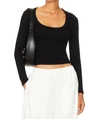 LNA CROWN SCOOP LONG SLEEVE TOP IN BLACK