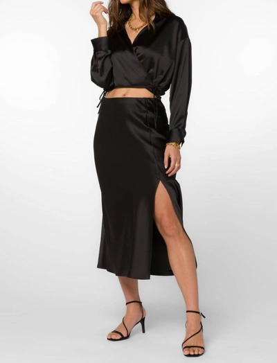 Velvet Heart Gypsy Pull On Satin Skirt In Black