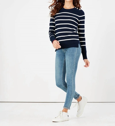 Joules Portlow Milano Sweater In Navy Stripe In Blue