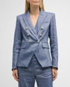 Veronica Beard Miller Linen Dickey Jacket In Blue Melange In Blue Melange