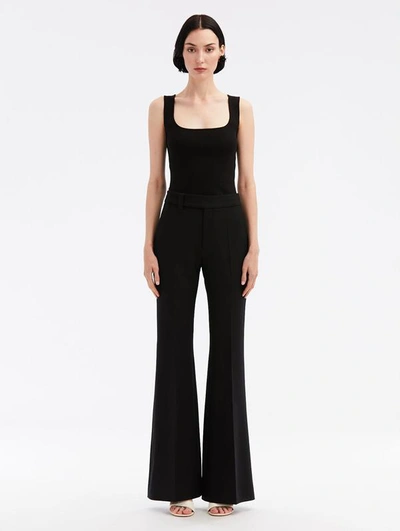 Oscar De La Renta Zip Front Flare Leg Pant In Black