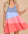 Z SUPPLY AMALFI COLORBLOCK MINI DRESS IN BLUE BIRD