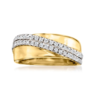 Ross-simons Diamond Crossover Ring In 18kt Gold Over Sterling In White
