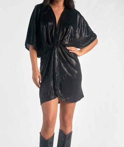 Elan Liquid Metal Dolman Sleeve Dress In Black