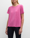 EILEEN FISHER SHORT-SLEEVE CREWNECK ORGANIC LINEN JERSEY TEE