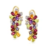 Ross-simons Multi-gemstone Floral Drop Earrings In 18kt Gold Over Sterling In Multi