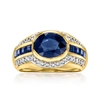 Ross-simons Sapphire And . Diamond Ring In 14kt Yellow Gold In Blue