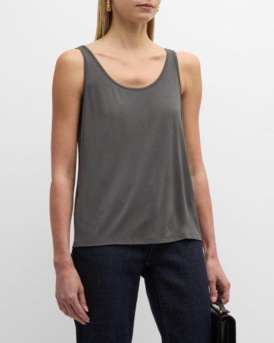 Eileen Fisher Scoop-neck Silk Jersey Tank In Grove