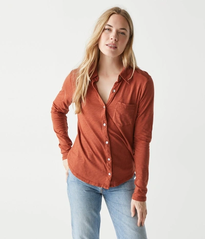 Michael Stars Ayla Button Down Knit Shirt In Oxide