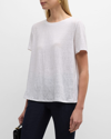 Eileen Fisher Short-sleeve Crewneck Organic Linen Jersey Tee In White