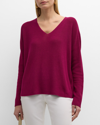 Eileen Fisher V-neck Organic Cotton Crepe Pullover In Rhapsody
