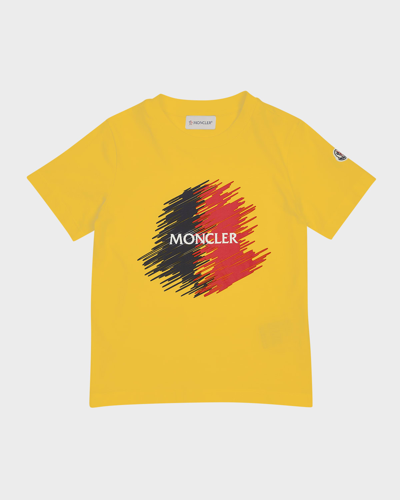 Moncler Kids' Boy's Scribble Graphic Print Short-sleeve T-shirt In Maize