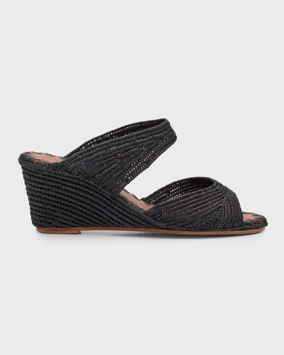 Carrie Forbes Houcine Raffia Wedge Sandals In Natural