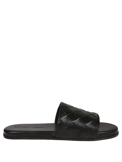 Bottega Veneta Sunday Intrecciato Leather Slides In Brown