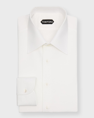 Tom Ford Men's Cocktail Voile Slim-fit Cotton Dress Shirt In White