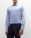 Emporio Armani Cotton Tonal Windowpane Regular Fit Button Down Shirt In Solid Medi
