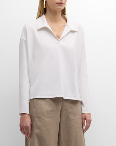 Eileen Fisher Boxy Organic Cotton Jersey Top In White