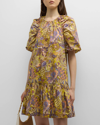Marie Oliver Greta Floral-print Flounce Mini Shift Dress In Meadow