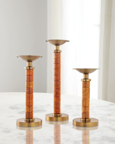 Port 68 Jade Garden Candlesticks, Set Of 3 In Amber