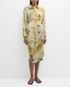 MES DEMOISELLES ILICO PRINTED SELF-TIE MIDI SHIRTDRESS