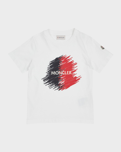 Moncler Kids' Boy's Scribble Graphic Print Short-sleeve T-shirt In White