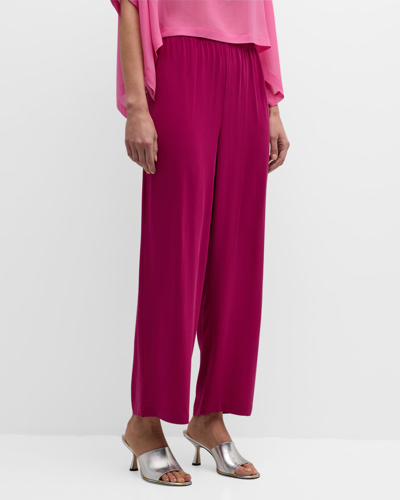 Eileen Fisher Cropped Straight-leg Silk Trousers In Raspberry