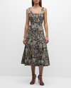 Veronica Beard Jolie Printed A-line Midi Dress In Multi